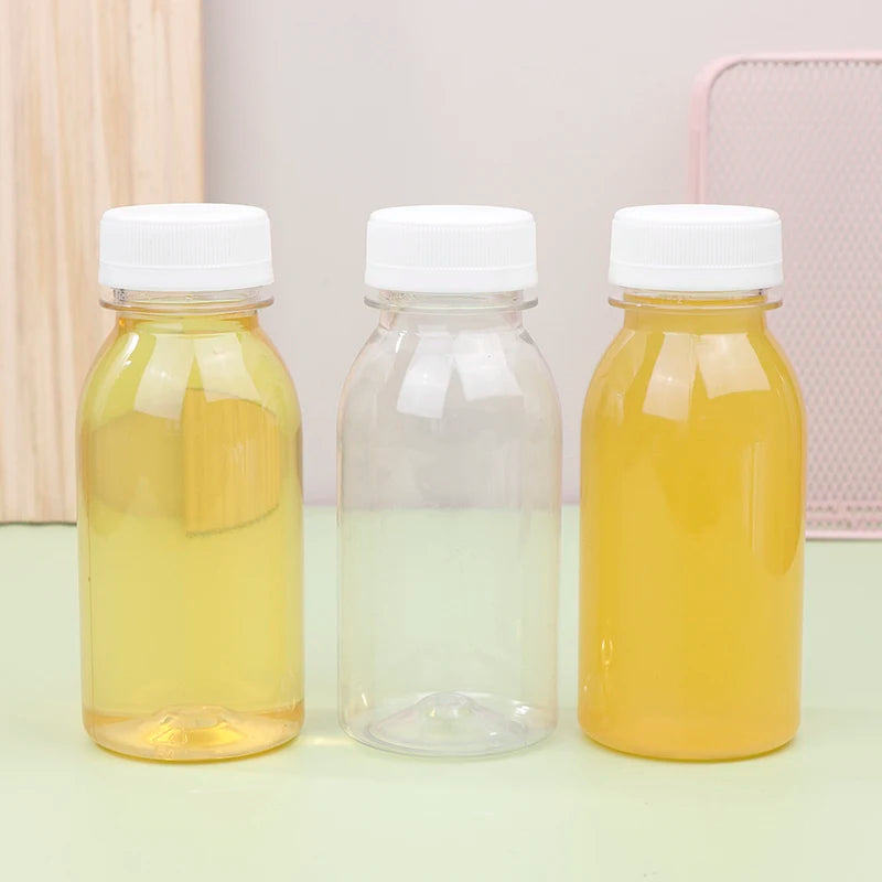 6-Pack 200ml Transparent PET Plastic Bottles with Lids