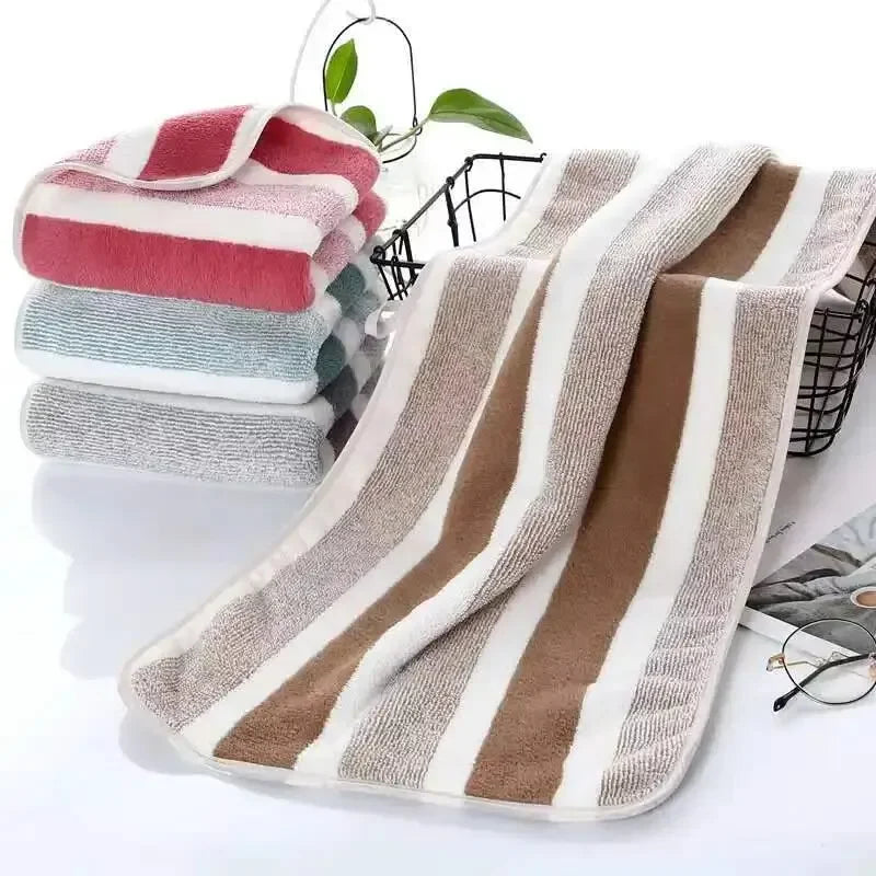Striped Microfiber Towel Set – Quick-Dry Bath & Face Towels
