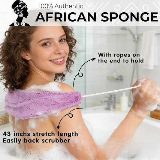 Exfoliating Body Scrub Set – African Mesh Back Scrubber & Sponge Exfoliating Bath Set Peaceful Pleasures Health and Wellness