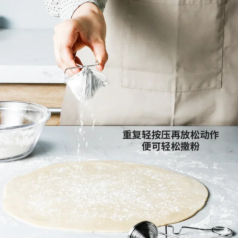New 304 Stainless Steel Powder Shaker Fine Mesh Flour Sifter for Baking Cocoa Matcha Sugar Sieve Practical Kitchen Baking Tools Peaceful Pleasures Health and Wellness