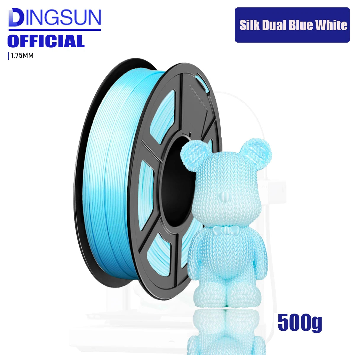 Silk Gradient PLA+ Filament 1.75mm Blue White | DINGSUN 3D