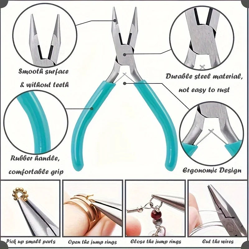 3-piece Jewelry Making Pliers Needle Tip Chain Round Wire Cutting