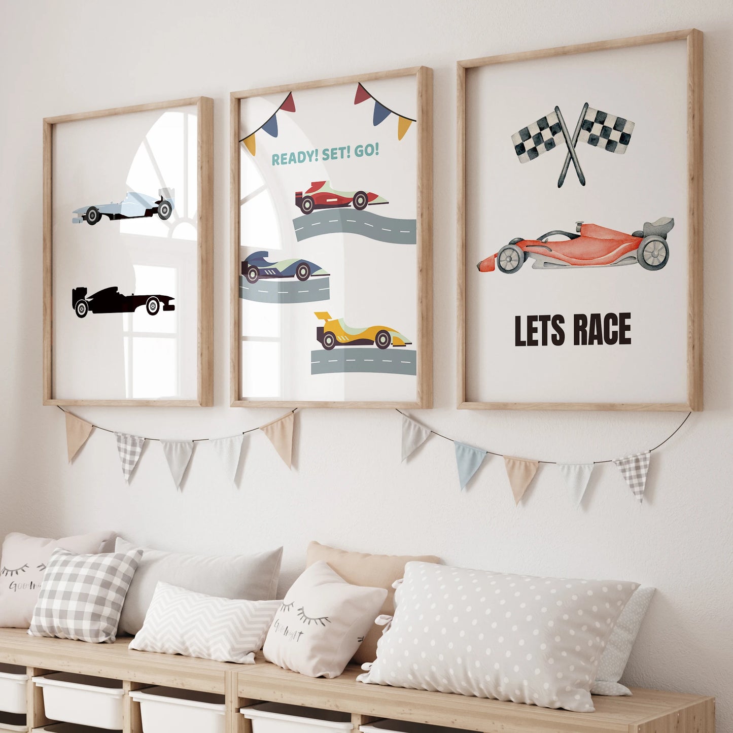 Cartoon Racing Sports Canvas Wall Art Print | Kids Room Decor
