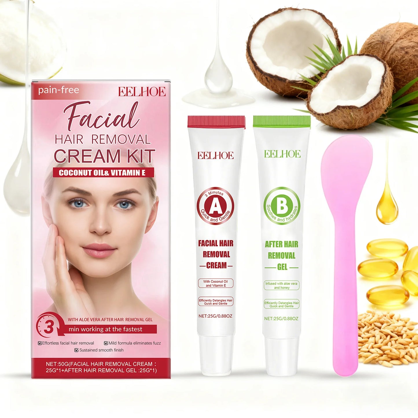 Facial Hair Removal Kit for Women – Gentle Lip & Chin Cream