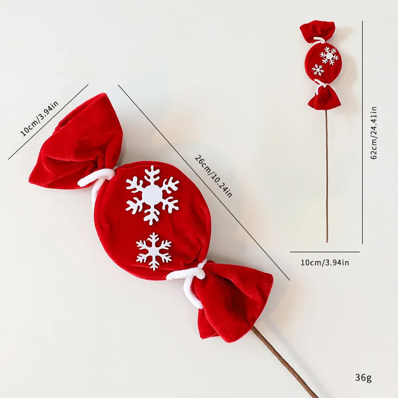 Fuzzy Red & White Candy Cane Christmas Tree Ornament