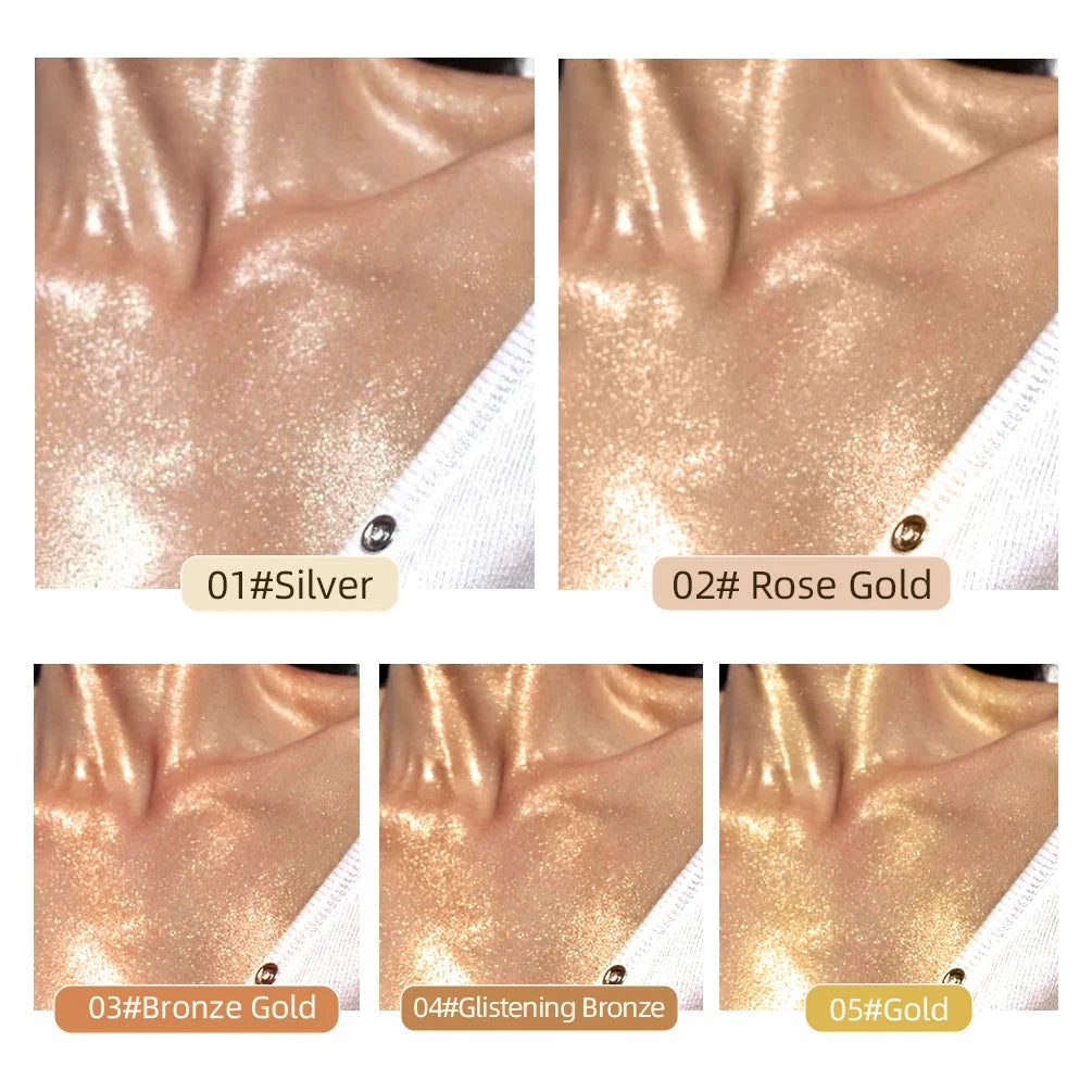 QIBEST 5-Color Liquid Highlighter – Body & Face Shimmer Glow