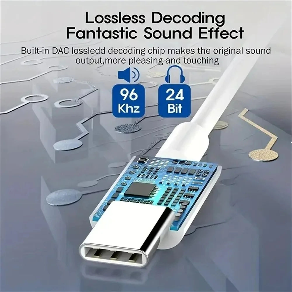 USB Type C To 3.5mm DAC Earphone Jack Audio Adapter For iPhone15 Samsung Huawei Xiaomi Android USB-C Headphone Connector Peaceful Pleasures Health and Wellness