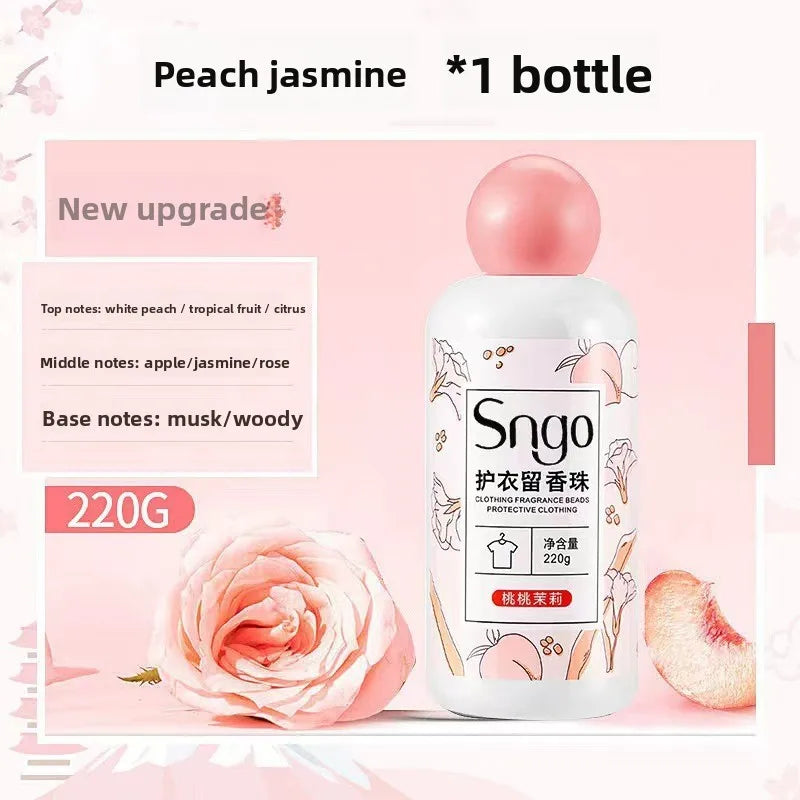 Fragrant Laundry Beads Long Lasting Scent Remove Odor Inhibit Bacteria Kill Mites Antistatic Soften Clothes Color Protection Peaceful Pleasures Health and Wellness Peach Jasmine