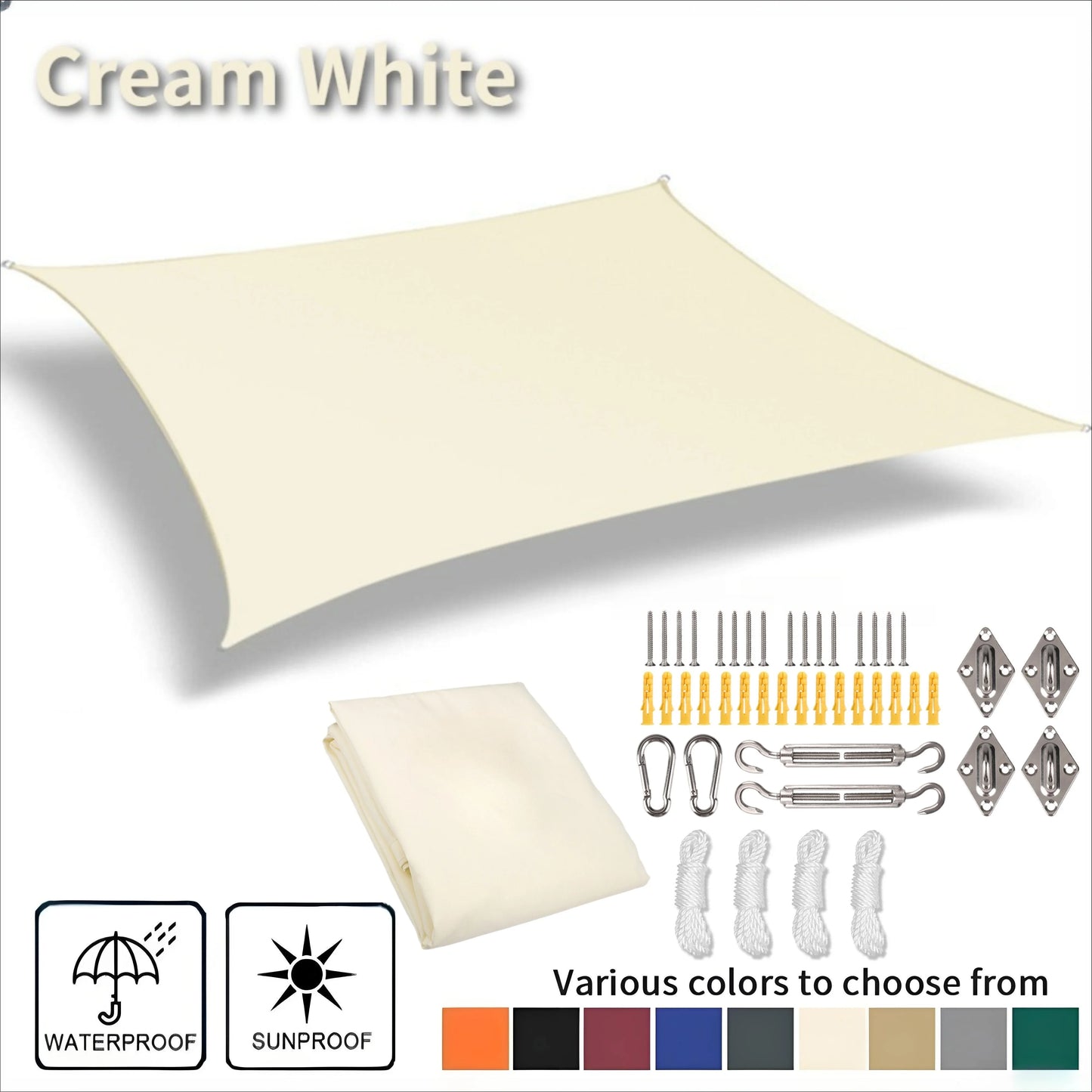 Waterproof Rectangle Sun Shade Sail – 98% UV Block Canopy