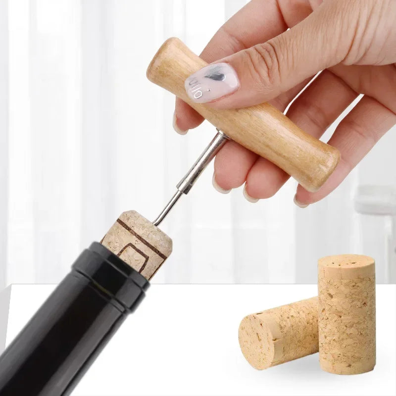 1PCS Cute Wine Opener with Wooden Handle Stainless Steel Corkscrew Wine Bottle Opener Easy Novelty Fun Wine Wing Wood Tools Peaceful Pleasures Health and Wellness