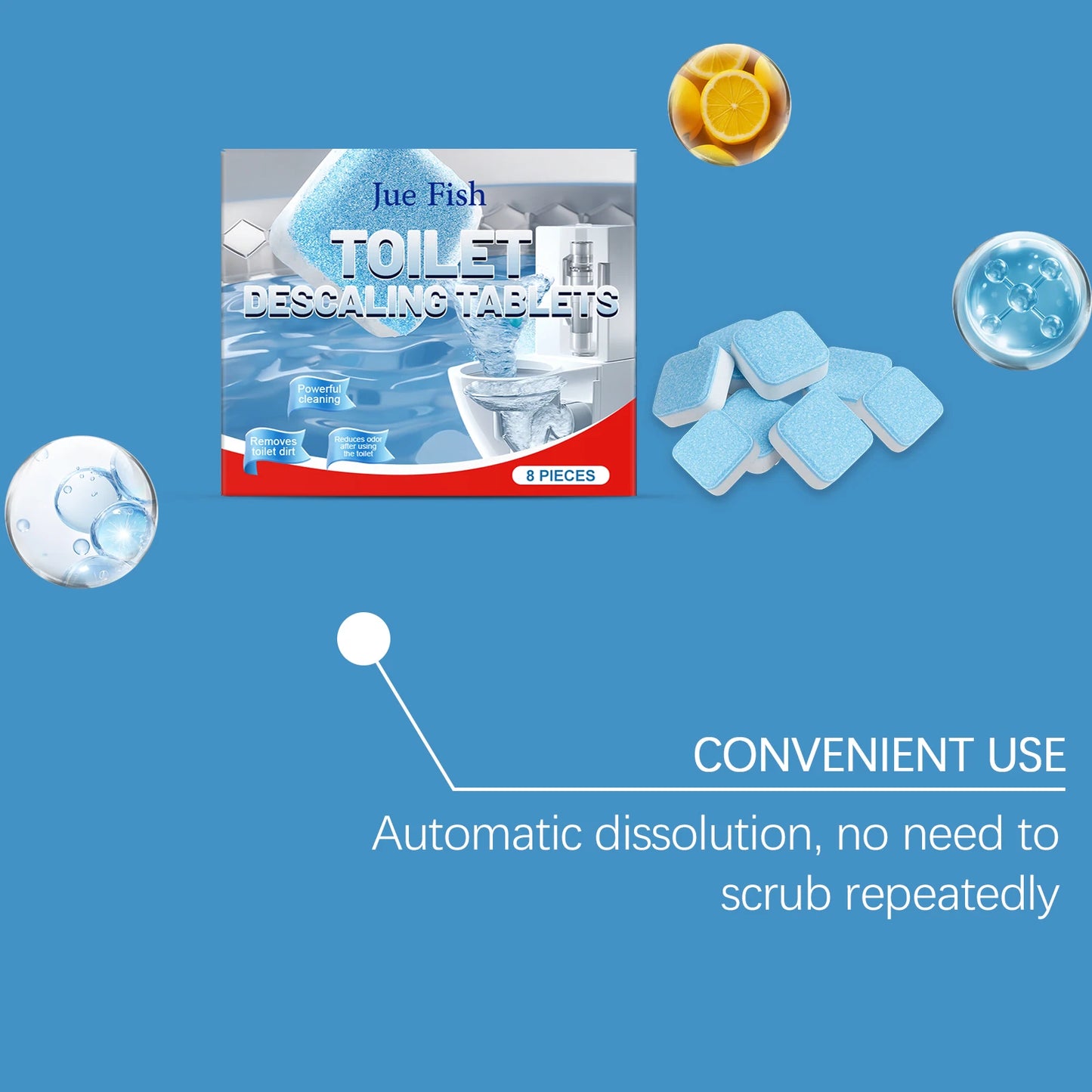 Toilet Descaling Tablets 8-Pack | Remove Stains & Odors