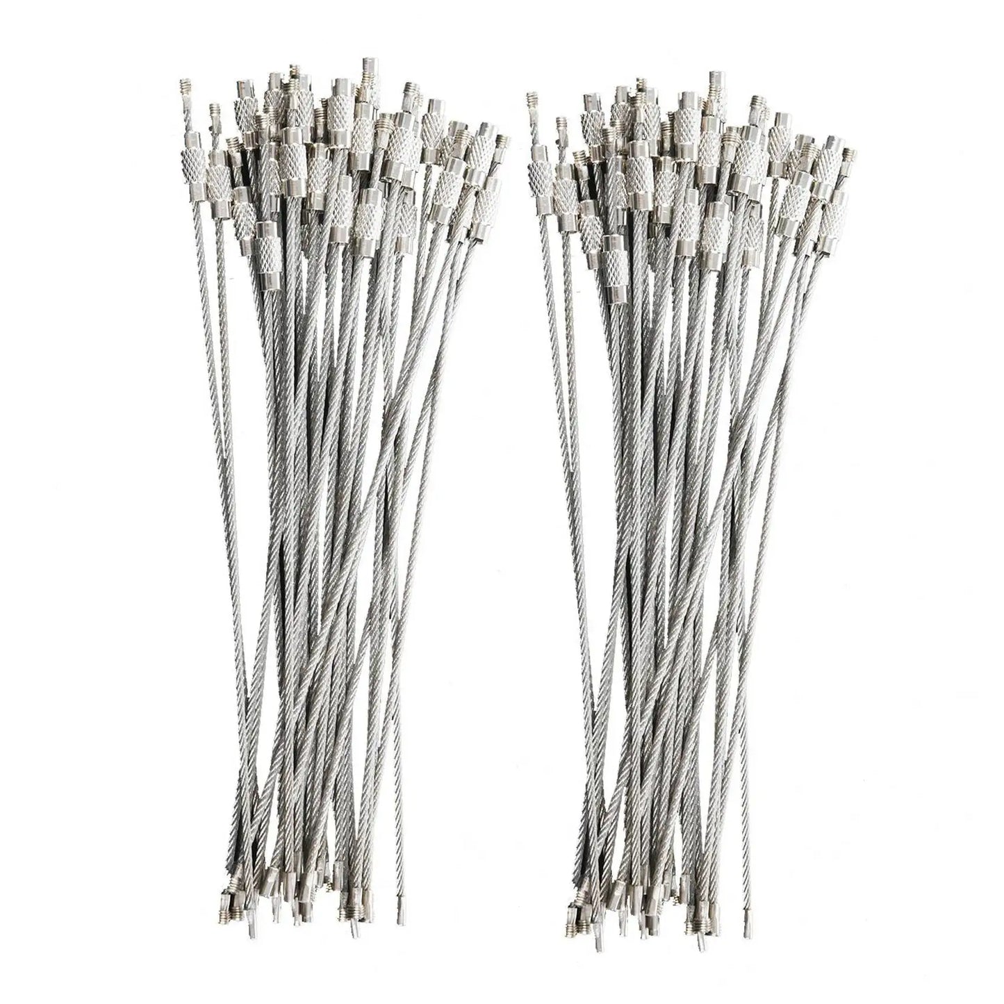 A36T-60Pcs Stainless Steel Screw Locking Wire Keychain Cable Key Rings Outdoor Accessory Peaceful Pleasures Health and Wellness silver 30 pcs