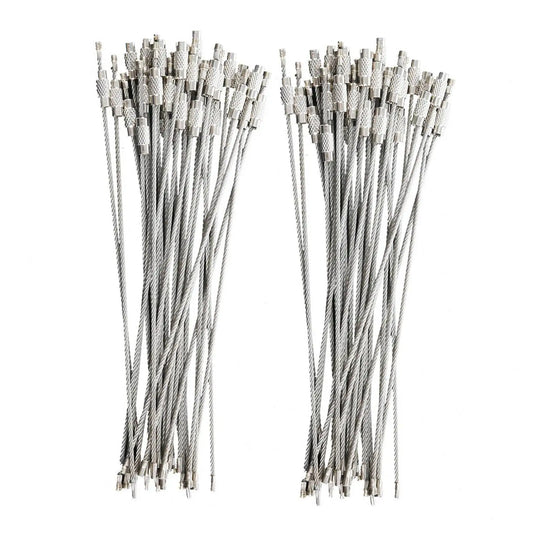 A36T-60Pcs Stainless Steel Screw Locking Wire Keychain Cable Key Rings Outdoor Accessory Peaceful Pleasures Health and Wellness silver 30 pcs