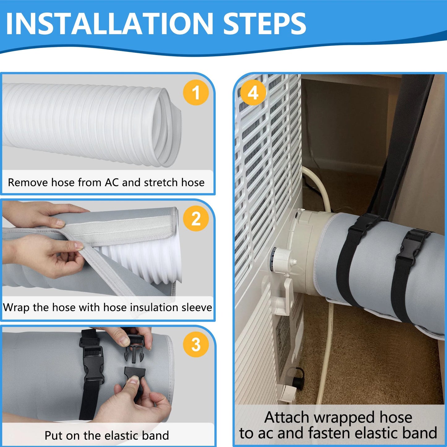Portable AC Hose Insulation Sleeve | Exhaust Duct Cover Wrap