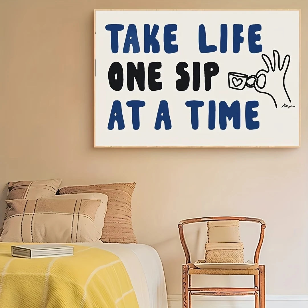 "Take Life One Sip At A Time" Coffee Canvas Wall Art Print Canvas Wall Art Print Peaceful Pleasures Health and Wellness