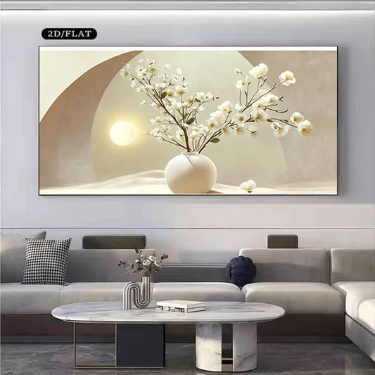 White Blossoms Vase Canvas Print | Frameless Floral Wall Art Canvas Wall Art Peaceful Pleasures Health and Wellness