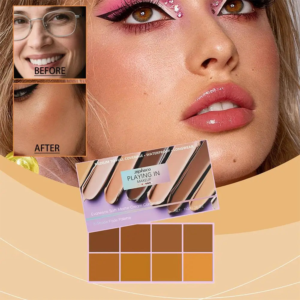 BIOAOUA 8-Color Concealer Contour Palette – Waterproof & Full Cover