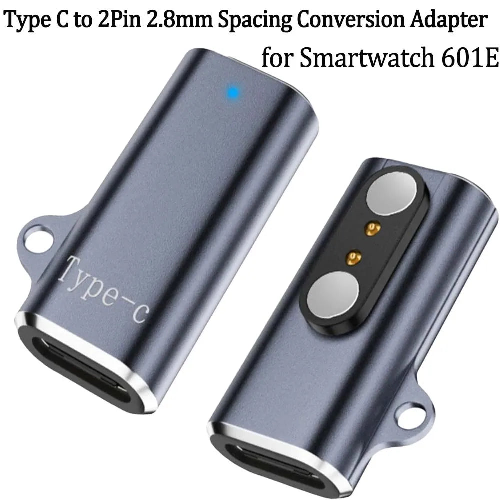 USB-C to 2-Pin 2.8mm Smartwatch Charging Adapter with LED Peaceful Pleasures Health and Wellness