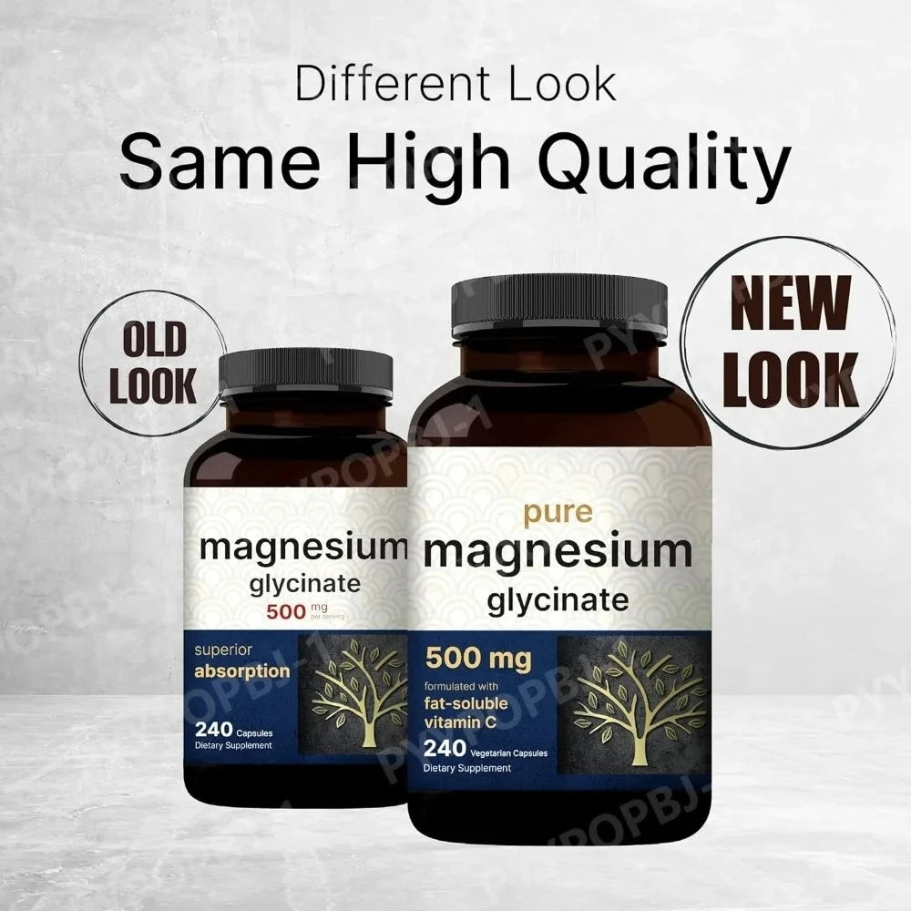 Magnesium Glycinate 500mg 240 Veggie Caps | Chelated Vegan
