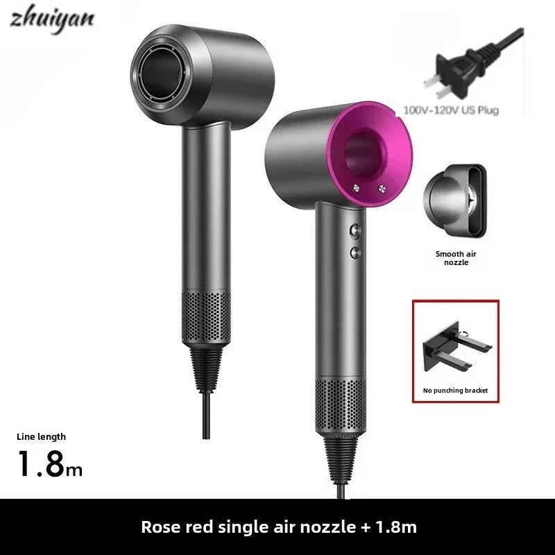 2026 Negative Ion with Air Collecting Scattering Nozzle Salon Tool for Home Travel Professional Leafless Wall-mounted Hair Dryer Peaceful Pleasures Health and Wellness pink US