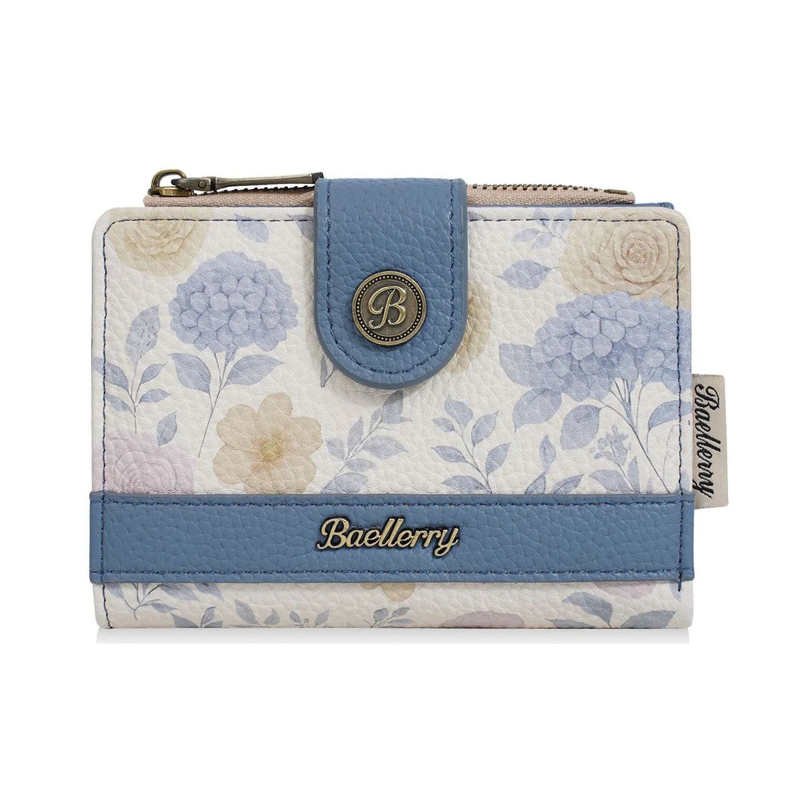 Women's Short Wallet with Multiple Card Slots Korean Style PU Leather Handheld Purse for Daily Use Peaceful Pleasures Health and Wellness Blue