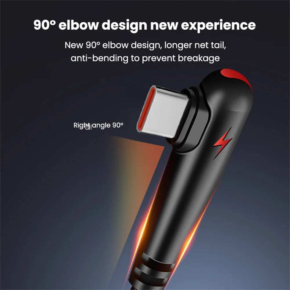 120W USB-C 90° Elbow Fast Charging Cable – Nylon Braided Peaceful Pleasures Health and Wellness
