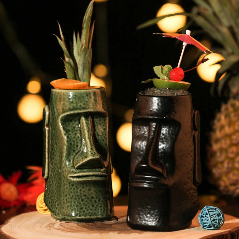 Hawaiian Cocktail Cups Creative Style Ceramic Mug Beer Beverage Tiki Mug Wine Mug Bar Tools Home Bar Party Drinkware Cups Peaceful Pleasures Health and Wellness