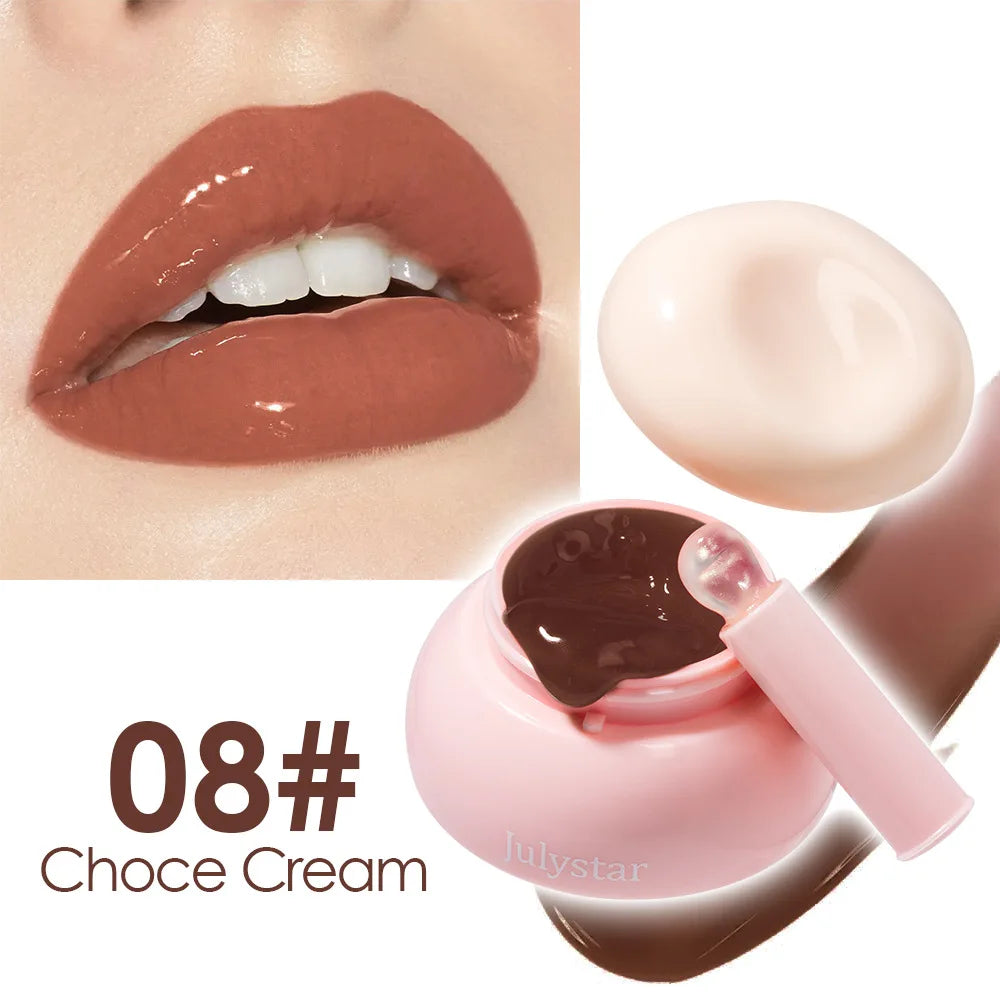 8-Color Jelly Lip Gloss & Cheek Tint | Hydrating Mirror Glaze