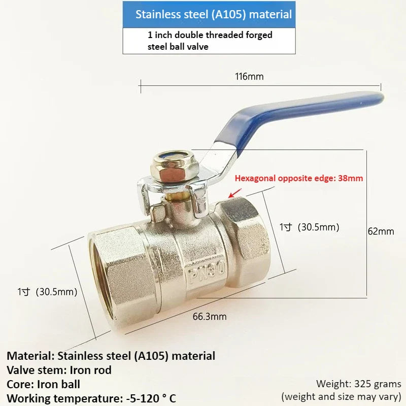 Stainless Steel BSPT Ball Valve 1/2" to 2" | Water Gas Oil