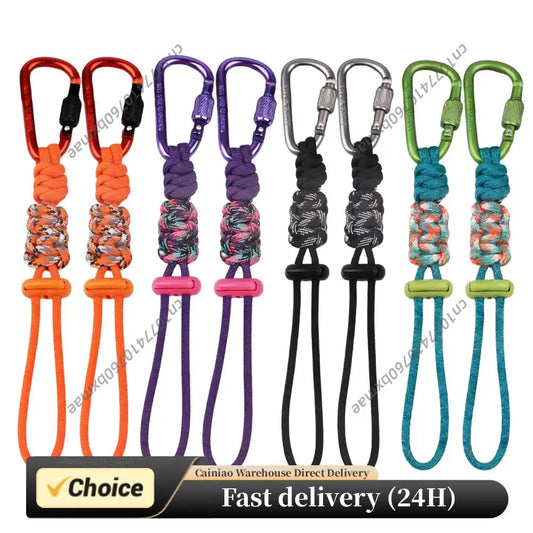 2pcs Water Bottle Holder with Carabiner Clip Multifunctional Lanyard Keychain Outdoor Gear for Men Women Camping & Hiking Trips Peaceful Pleasures Health and Wellness