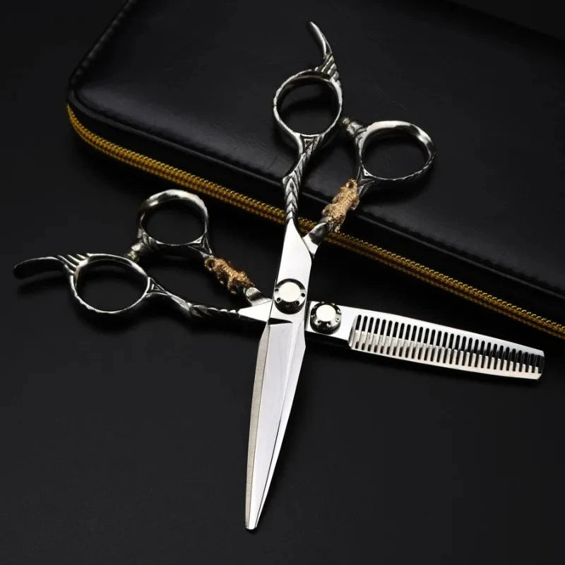 Premium Gold Tiger Barber Scissors - 6 Inch Straight & Thinning Hairdressing Shears, Professional Salon Cutting Tools Peaceful Pleasures Health and Wellness