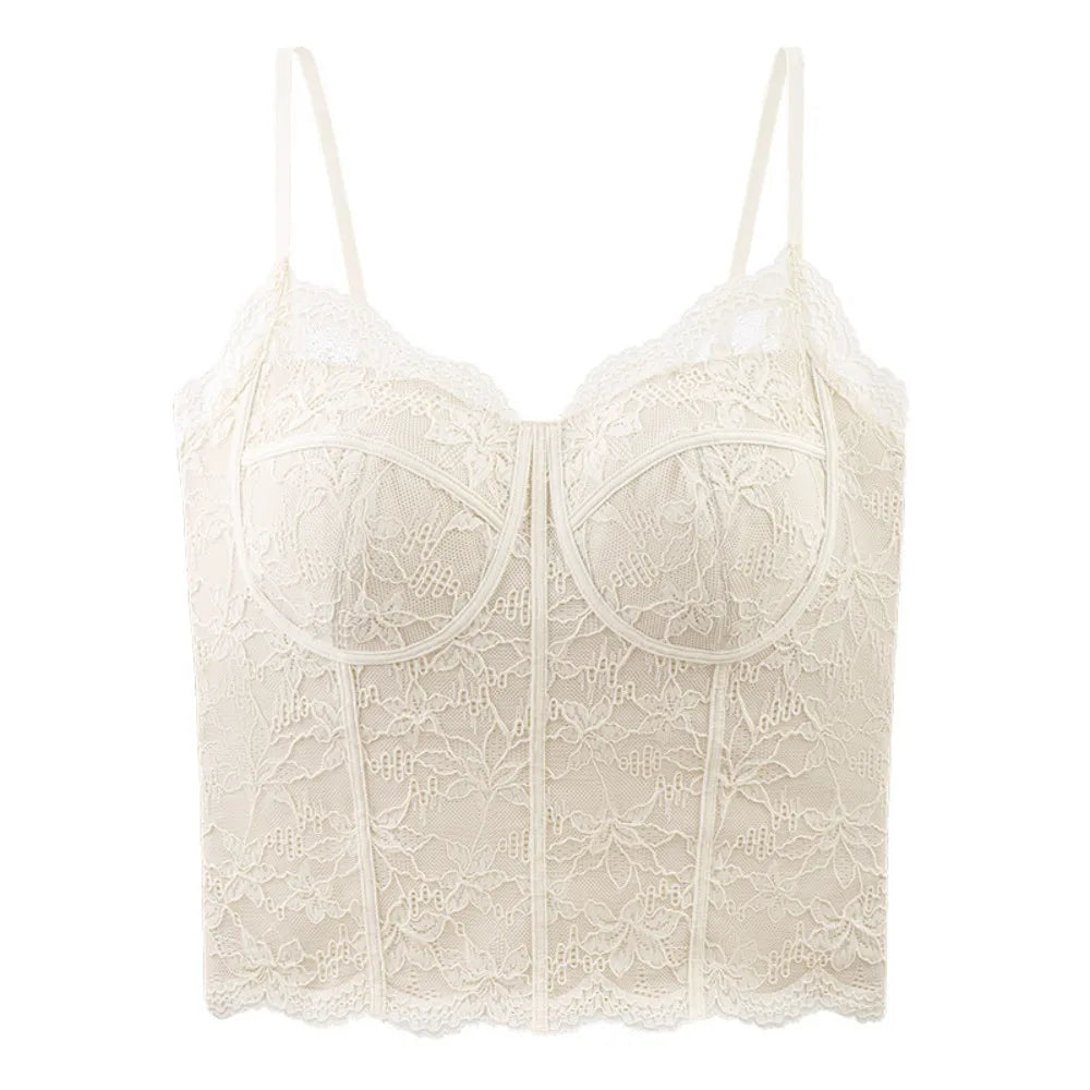 Mesh Floral Lace Crop Camisole Top with Pads | Women's Summer Vest