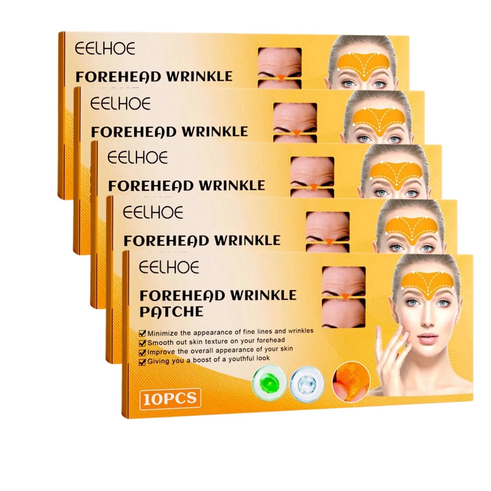 Forehead wrinkle Patch Reduce Fine Lines Firming Smoothing Tighten forehead Collagen Gel Patch Skin Care Stickers for women Peaceful Pleasures Health and Wellness 5 boxes