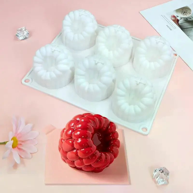 6-Cavity Silicone Raspberry Mold – Non-Stick Baking & Jelly Mold Silicone Baking Mold Peaceful Pleasures Health and Wellness
