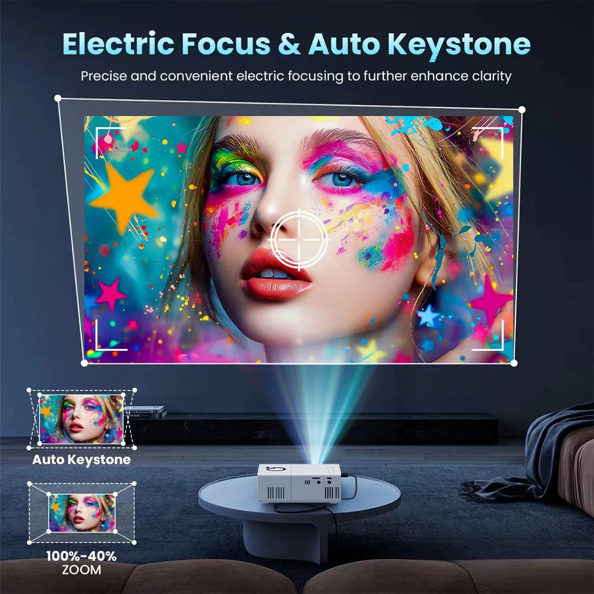 MINI Projector Portable 3D LED Video Projectors Home Cinema Theater Game Laser Beamer Smart TV BOX 1080P Via HD Port Peaceful Pleasures Health and Wellness