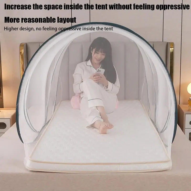 Portable Folding Mosquito Net with encrypted mesh Single Dormitory Camping Mosquito Net Home Travel Netting installation free Peaceful Pleasures Health and Wellness