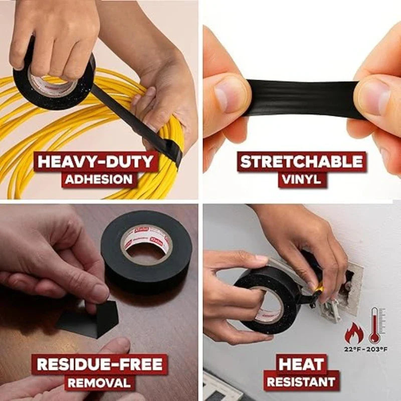 Black PVC Electrical Insulating Tape – Heat Resistant 5/10 Pack