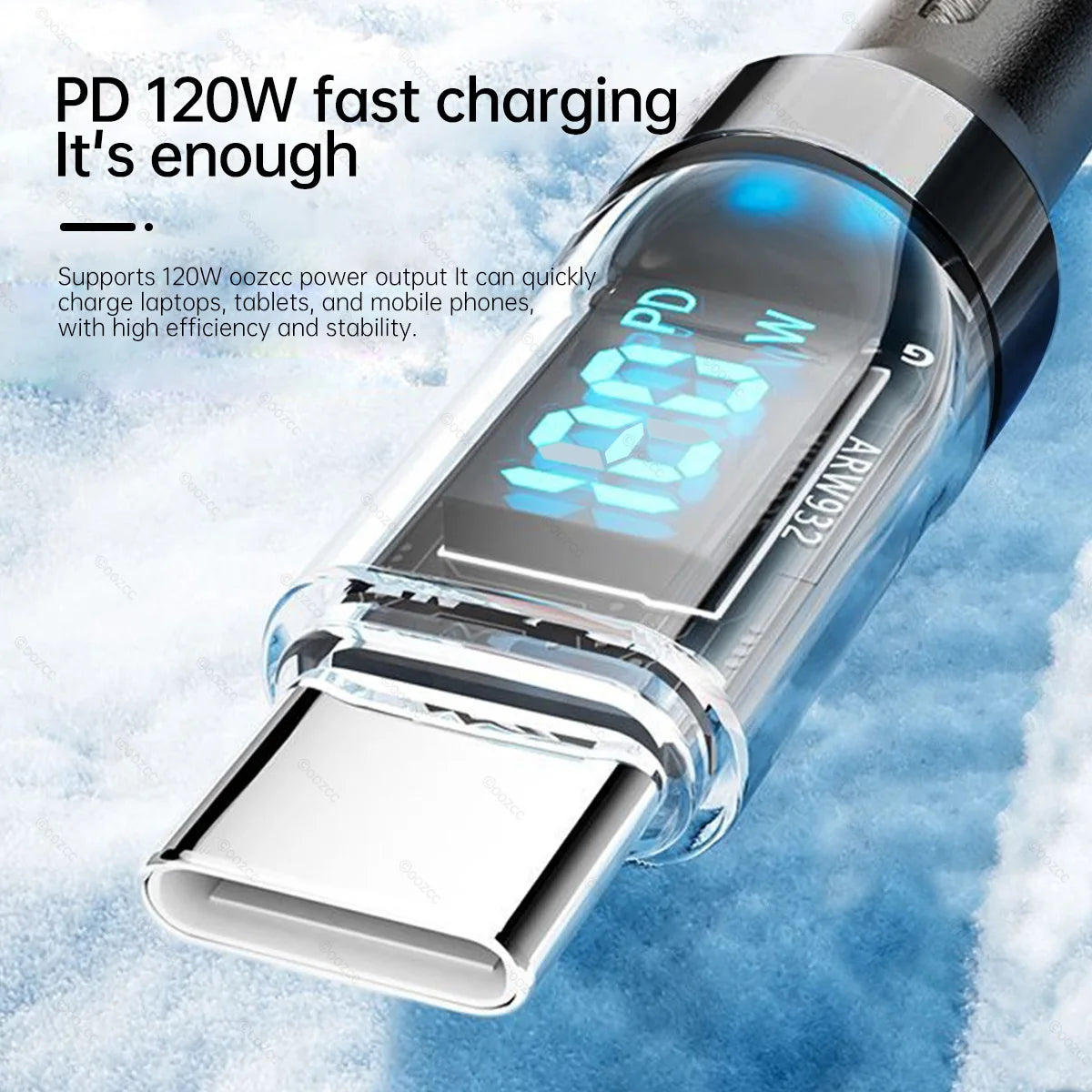 120W USB-C Fast Charging Cable LED Display | C to C & A to C Peaceful Pleasures Health and Wellness