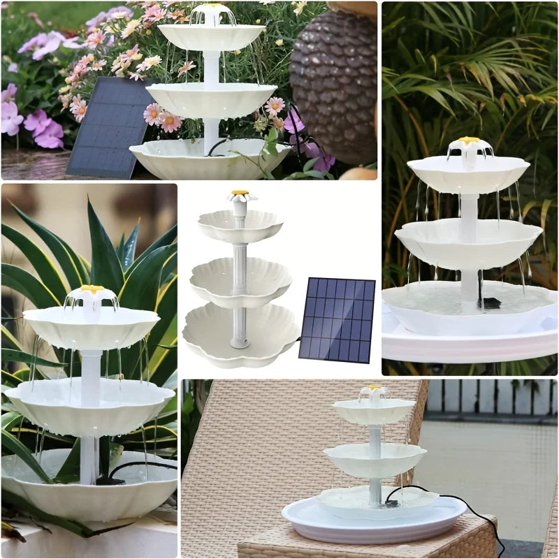 3.5W Solar Bird Bath Fountain – 3-Layer Flowing Water Feature