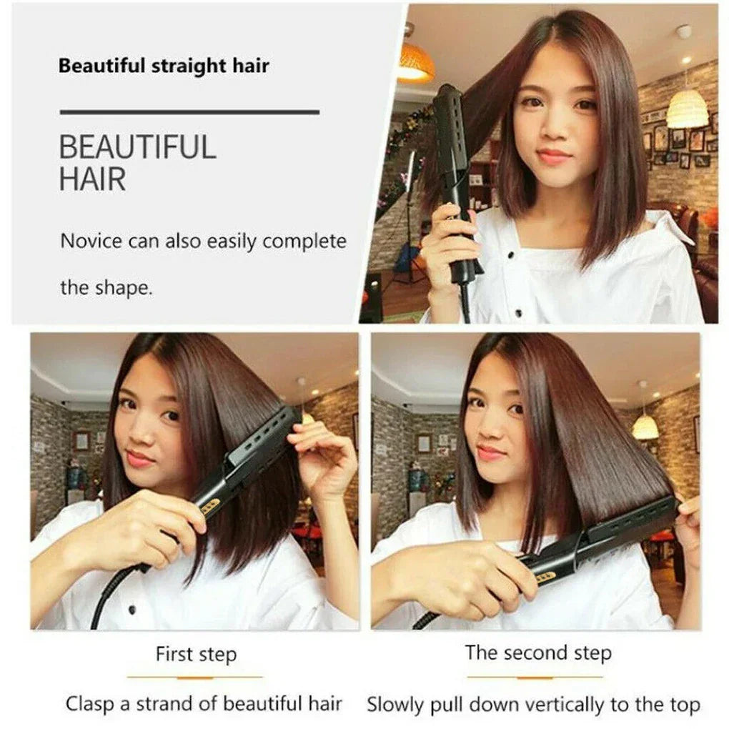 Hair Straightener Four-gear Temperature Adjustment Ceramic Tourmaline Ionic Flat Iron Hair Straightener For Women Widen Panel Peaceful Pleasures Health and Wellness