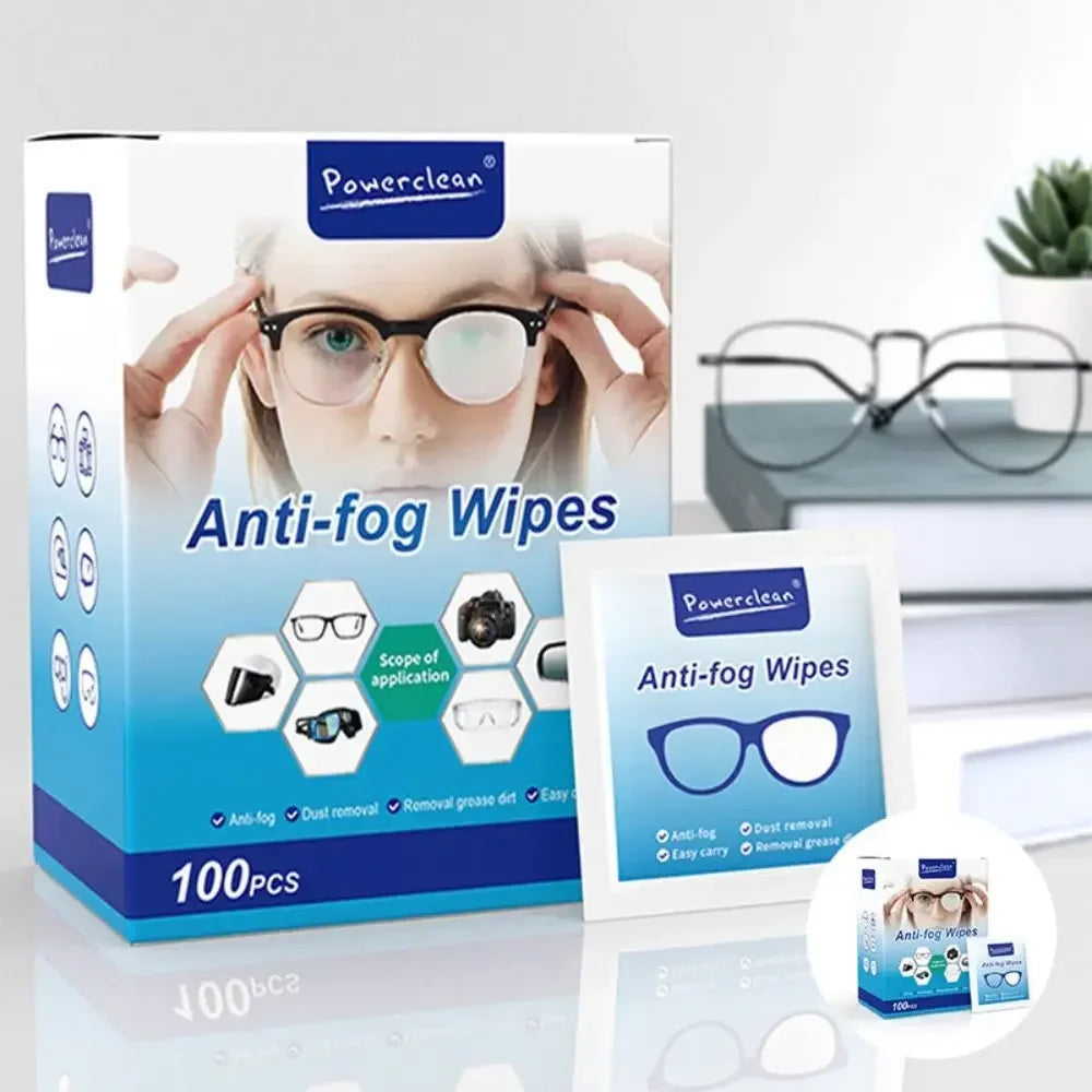 100-Pack Disposable Lens Wipes – Anti-Fog, Streak-Free Clean
