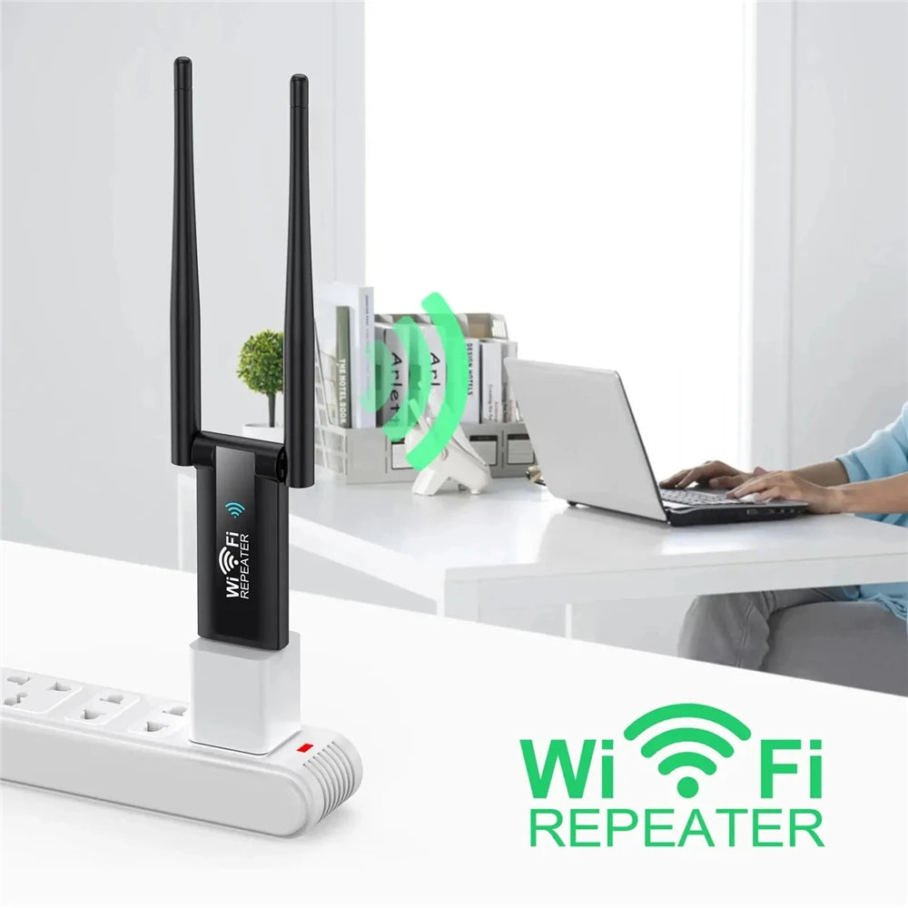 USB WiFi Extender 300Mbps 2.4GHz Dual Antenna Signal Booster