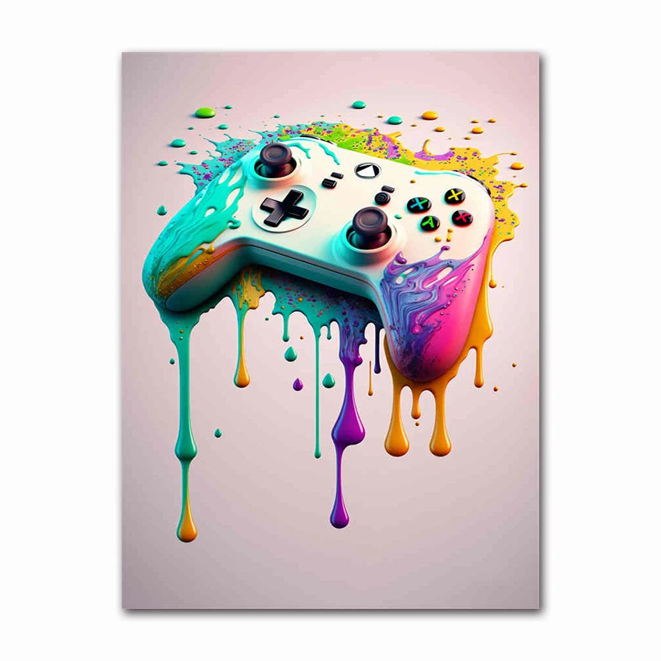Colorful Game Controller Wall Art Poster Prints Nordic Aesthetic Picture Canvas Painting Gaming Boy Room Home Decoration Peaceful Pleasures Health and Wellness A60557-08 50x70cm Unframed