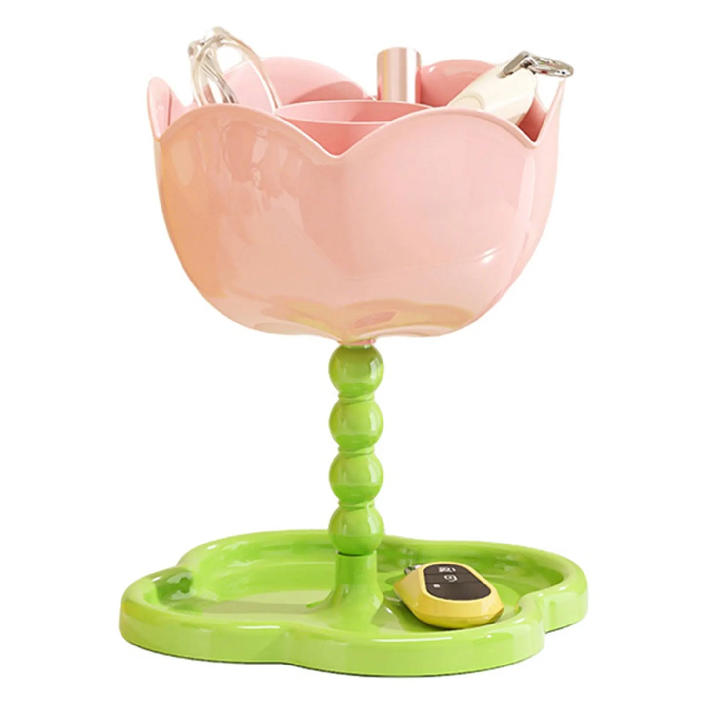 Cute Key Dish Tray Flower Shaped Hallway Double-Layer Storage Rack Living Room Desk Tray For Keys Small Items Decorative Shelf Peaceful Pleasures Health and Wellness Sweetheart Powder As Shown