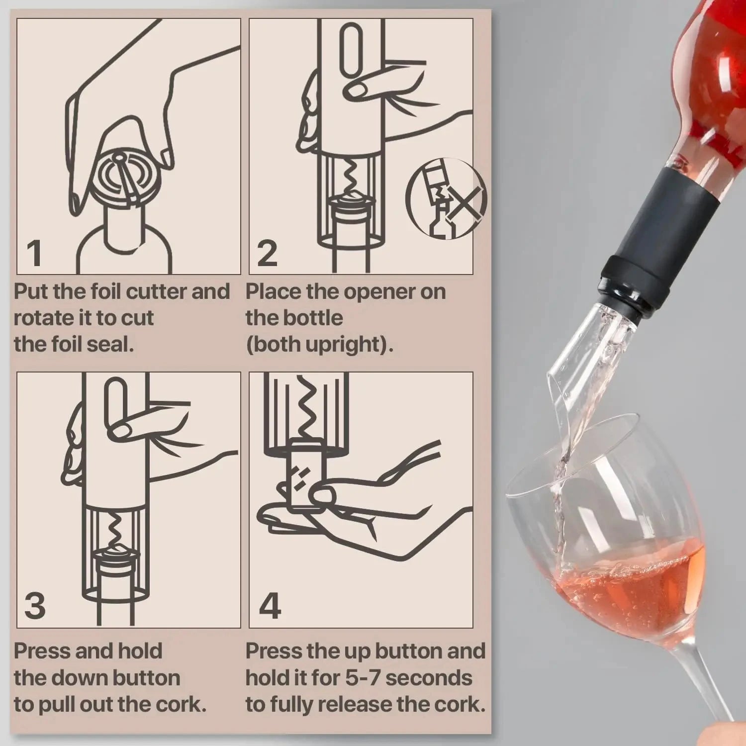 Electric Wine Bottle Opener Automatic Red Wine Corkscrew Rechargeable Wine Opener One-click Button Wine Tools Kitchen Products Peaceful Pleasures Health and Wellness