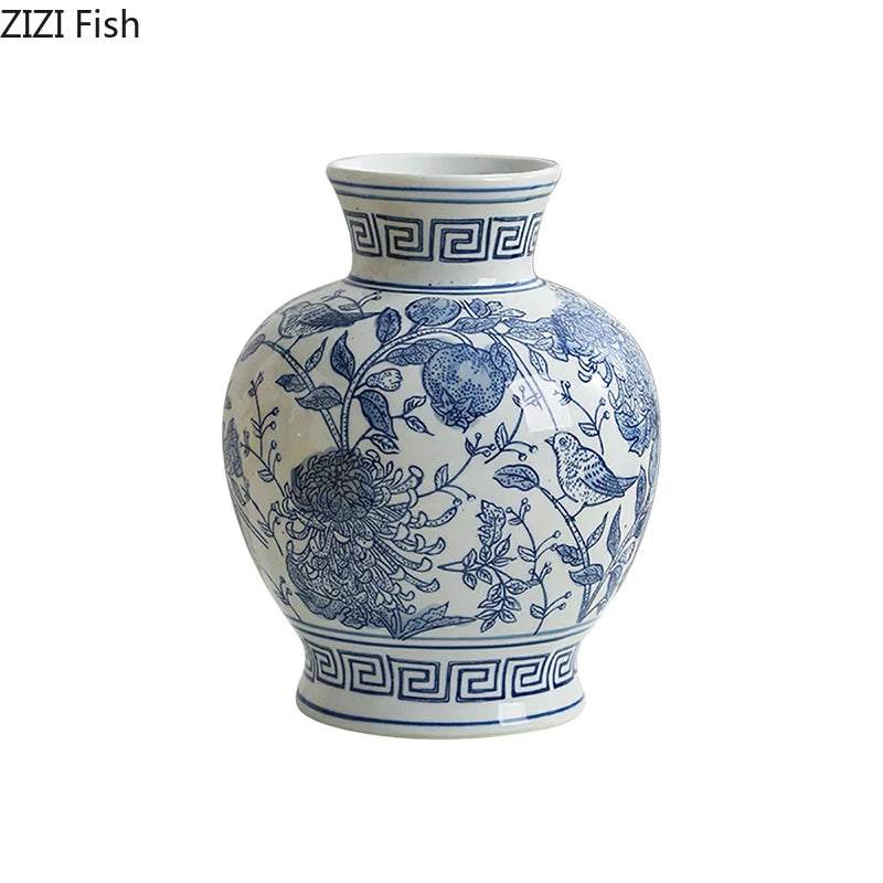 Blue & White Porcelain Vase | Tabletop Flower Décor