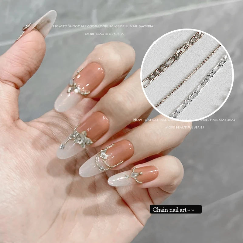 Nail Chains Gold Silver Nail Stone Beads 60cm Decor 3D Alloy Punk Style Nail Decoration Nail Jewelry Nail Charm Accessories Peaceful Pleasures Health and Wellness