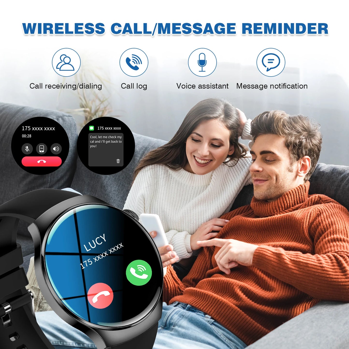 LOMAXFR HD Touch Smart Watch – Calls, Music & Fitness Tracker