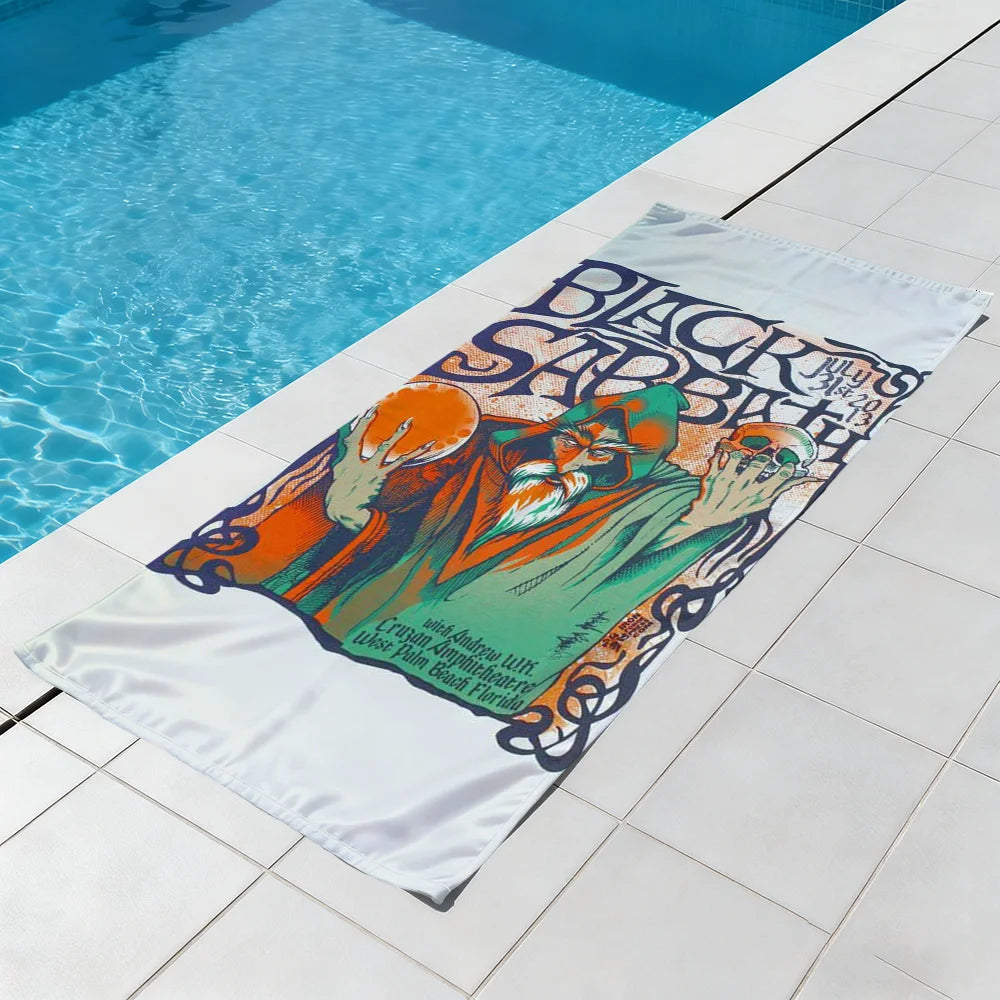 Black Sabbath Anime Quick-Dry Beach Towel | Soft & Lightweight Quick-Dry Beach Towel Peaceful Pleasures Health and Wellness
