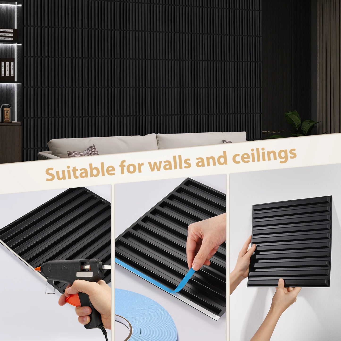 20/30pcs 3D pvc wall panels for indoor wall decoration, for living room hall bedroom hotel office,including tape Peaceful Pleasures Health and Wellness